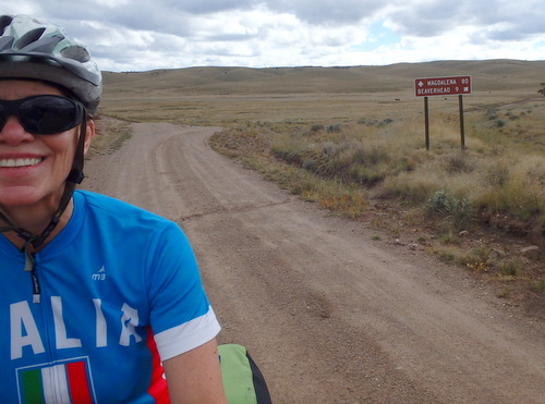 GDMBR: A happy stoker and our back view; we came from Beaverhead.